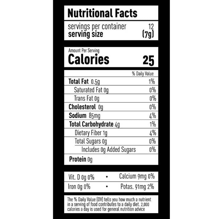 Cool Foods - Veggie Bacon Bits & Dips Hickory Style, 3oz - NUTRITION FACTS