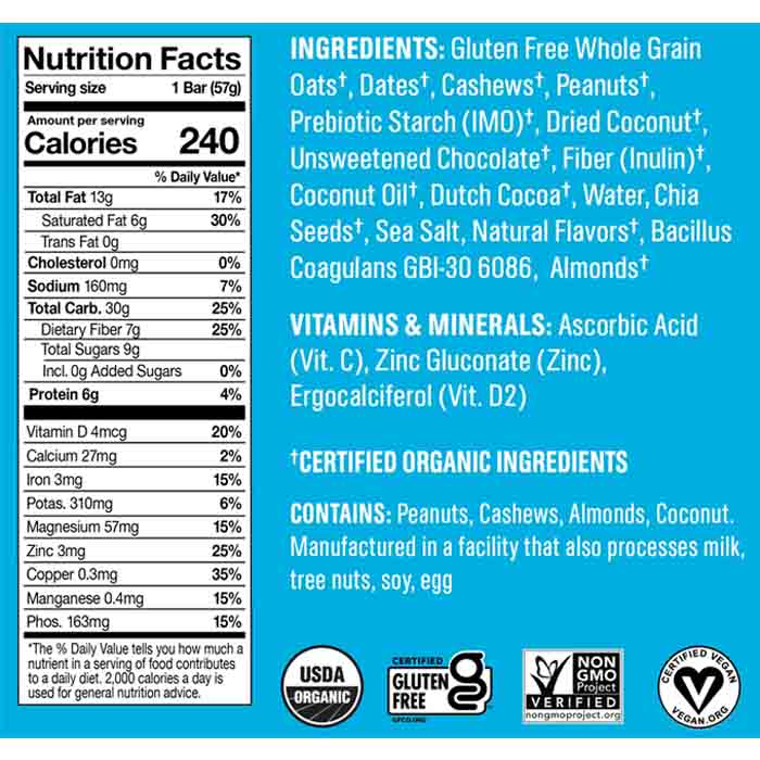 Core Foods - Bar - Coconut Chocolate Chip, 2oz - back