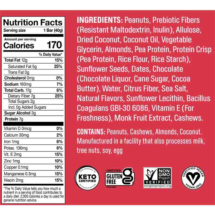Core Foods - Bar - Peanut Butter Chocolate, 2oz - back