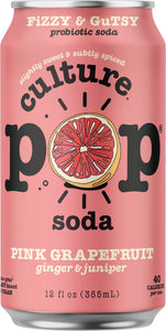 Culture Pop Soda, Probiotic Pink Grapefruit, 12 oz | Pack of 6