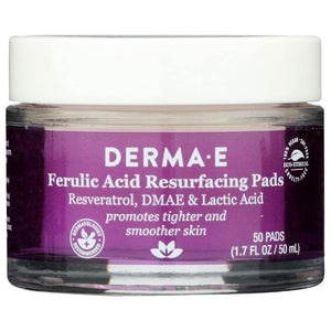 DERMA E - Ferulic Acid Resurfacing Pads (50 Pads), 1.7 fl oz