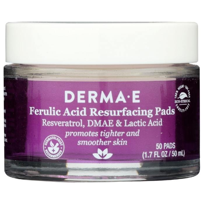 DERMA E - Ferulic Acid Resurfacing Pads (50 Pads), 1.7 fl oz - front