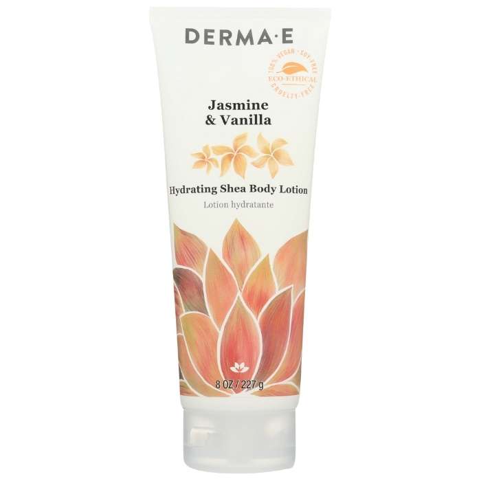 DERMA E - Hydrating Shea Body Lotion (Jasmine & Vanilla), 8oz - front