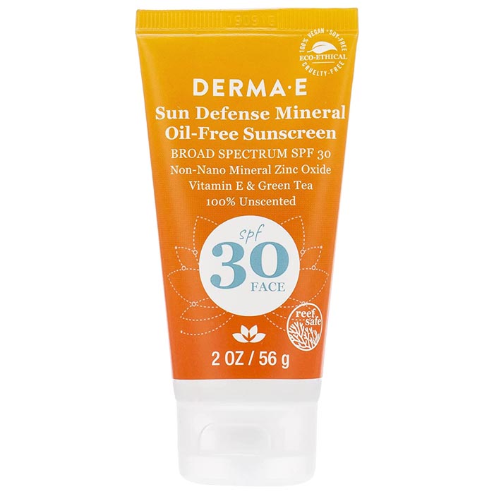 DERMA E - Sun Defense Mineral Oil-Free Face Sunscreen SPF30, 2oz