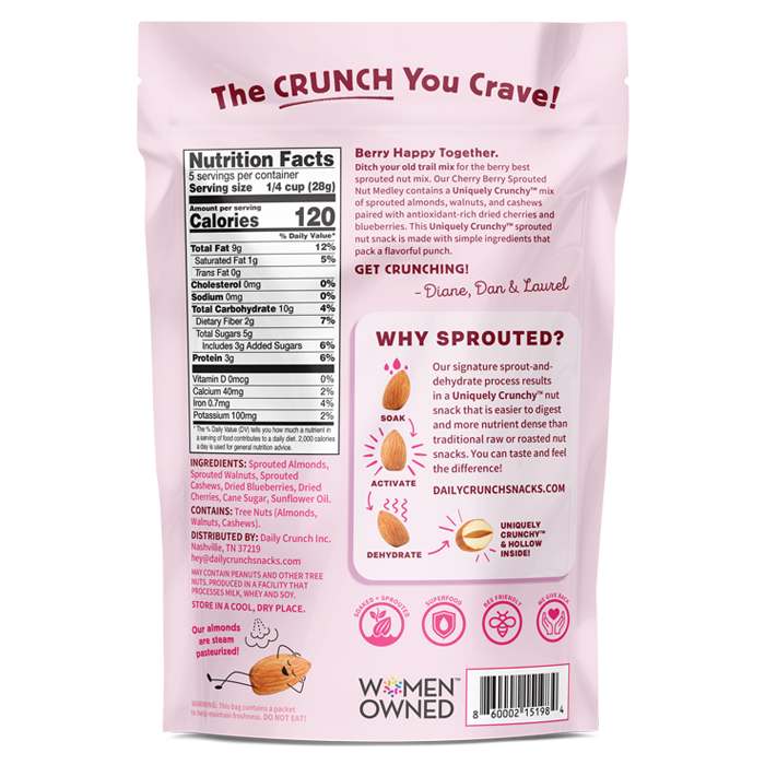 Daily Crunch  - Nuts, Cherry Berry, 5oz  - back