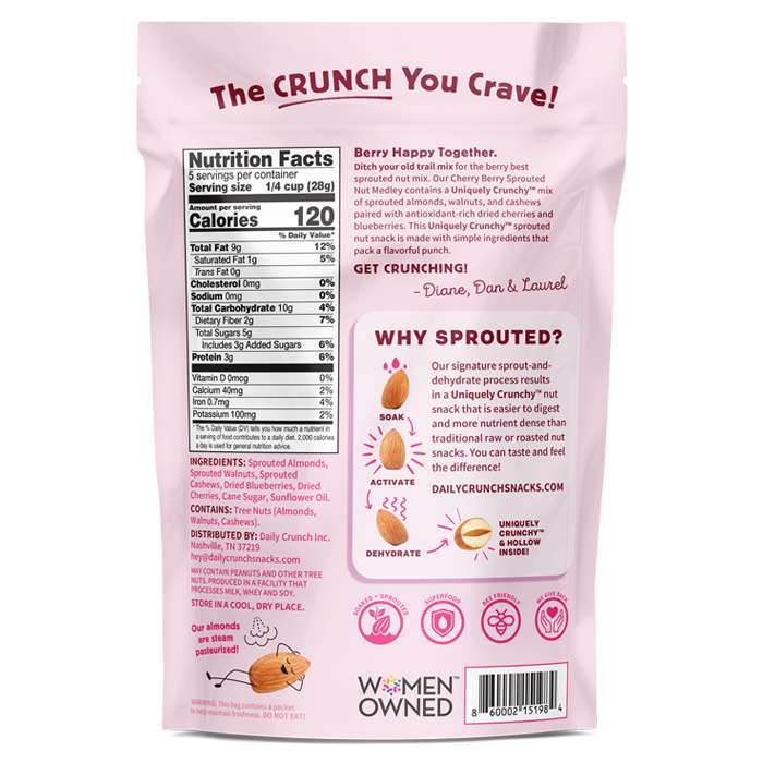Daily Crunch  - Nuts, Cherry Berry, 5oz  - back