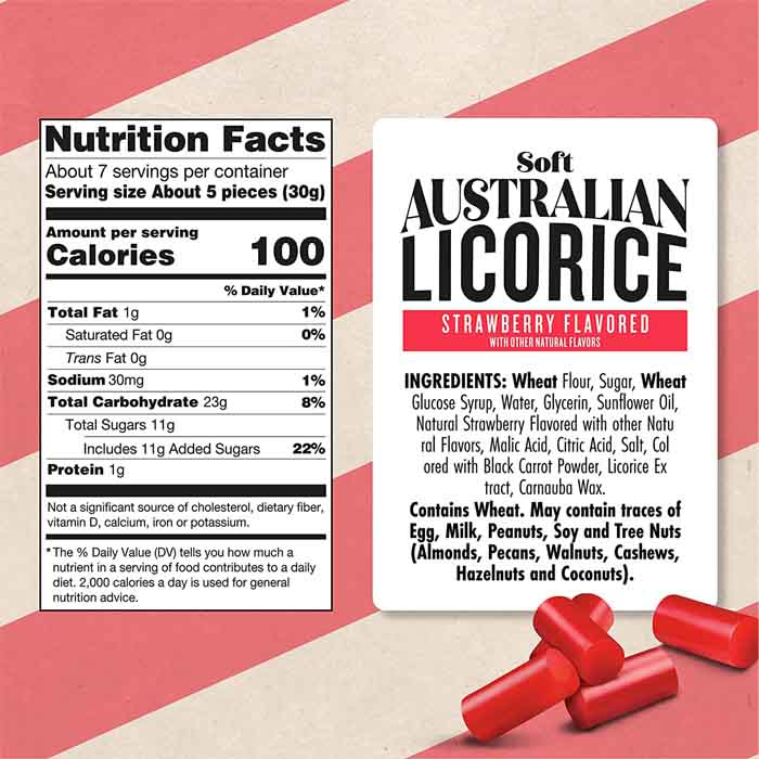 Darrell Lea - Darrell Lea Soft Australian Licorice - Strawberry, 7oz - back