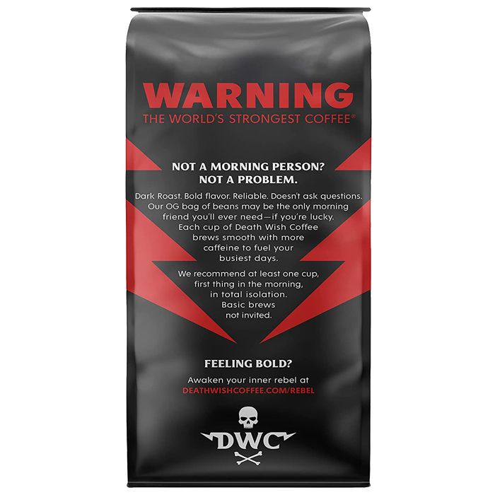 Death Wish Coffee - The World's Strongest Coffee Dark Roast Ground, 16 oz - back