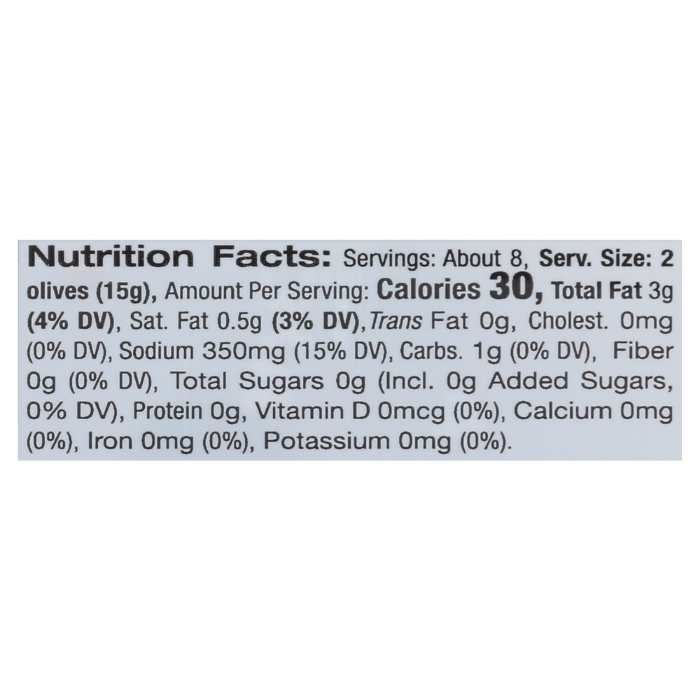 Delallo - Green Pitted Olives Gigante - 7oz - nutrition facts