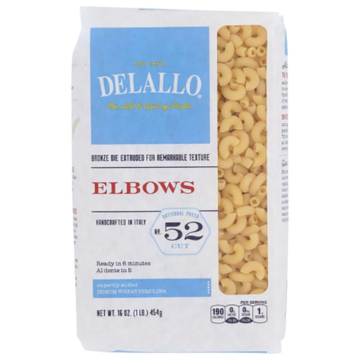 Delallo Pasta Elbows #52, 16 oz _ pack of 4