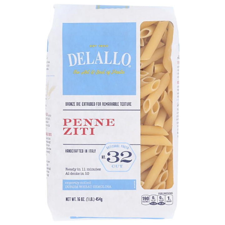Delallo Pasta Penne Ziti #32, 16 oz _ pack of 4