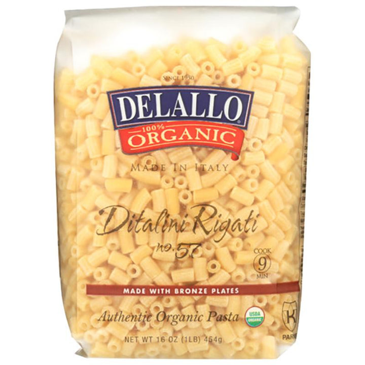 Delallo Pasta Semolina Ditalini Rigati, 16 oz _ pack of 4