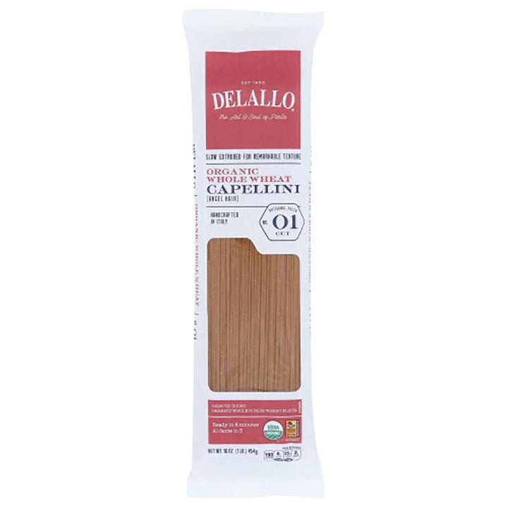 Delallo Pasta Whole Wheat Capellini, 16 oz _ pack of 4