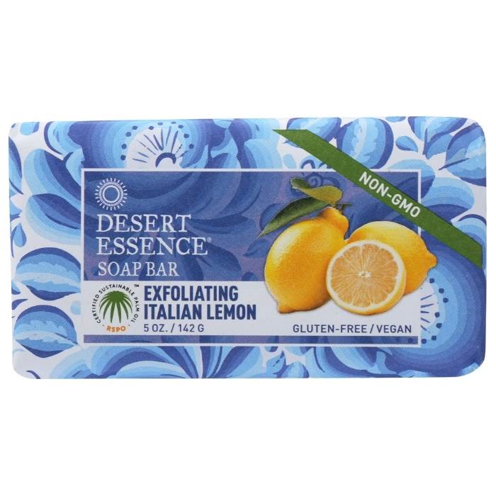 Desert Essence - Exfoliating Italian Lemon Bar Soap, 5oz | Pack of 3 - front