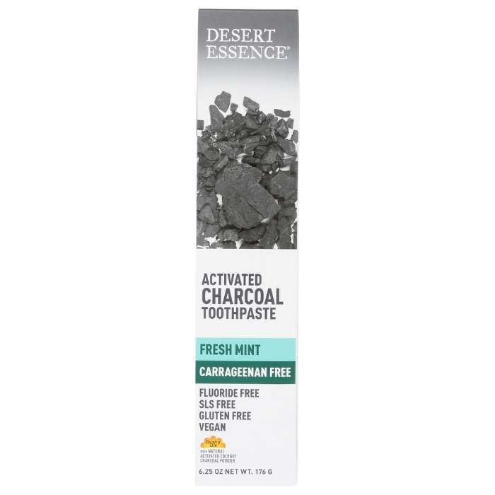 Desert Essence - Fresh Mint Activated Charcoal Toothpaste, 6.25oz | Pack of 3 - front