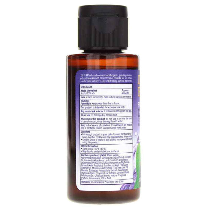 Desert Essence - Probiotic Hand Sanitizers - Tea Tree Oil & Lavender ,1.7 fl - back