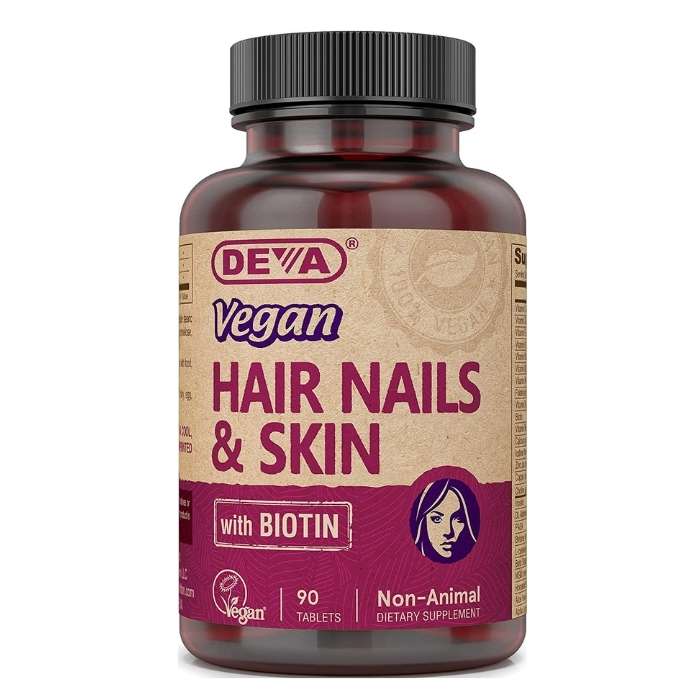 Deva - Vegan Hair Nails & Skin With Biotin, 90 Tablets - front