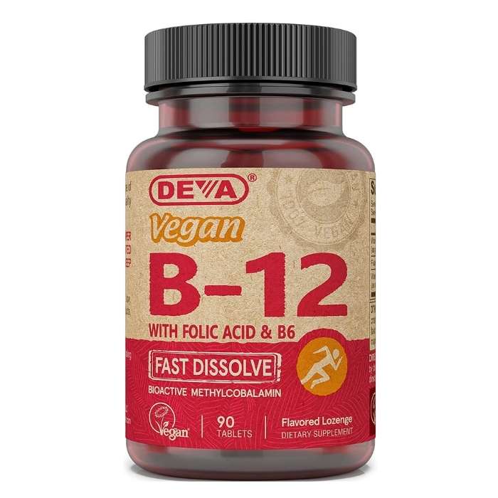 Deva - Vegan Sublingual B12 With Folic Acid & B6, 90 Tablets - front