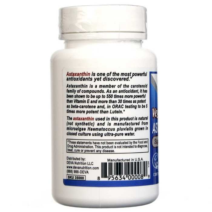 Deva - Vegan Super Anti-Oxidant Astaxanthin, 30 Capsules - back