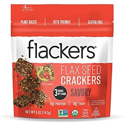 Doctor In The Kitchen - Flackers Savory Flaxseed Crackers, 5 Ounce
 | Pack of 6 - PlantX US