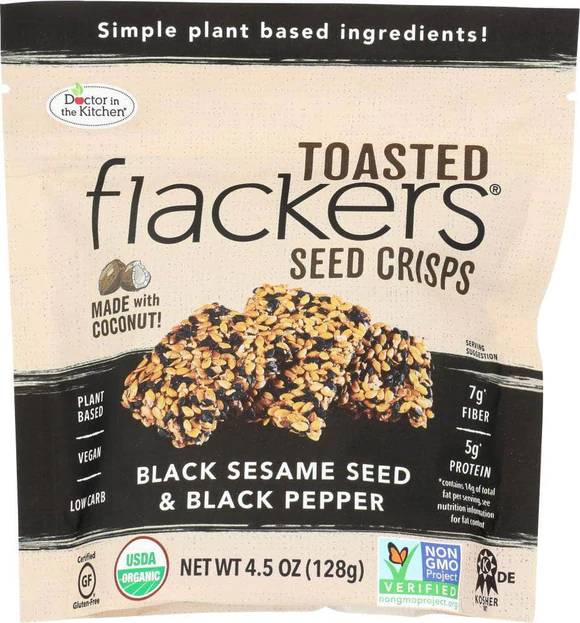 Doctor In The Kitchen: Black Sesame And Black Pepper Crisps, 4.5 Oz
 | Pack of 6 - PlantX US