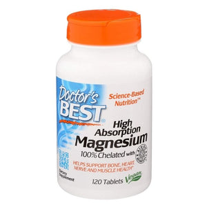 Doctor's Best - High Absorption Magnesium 100mg, 120 Tablets