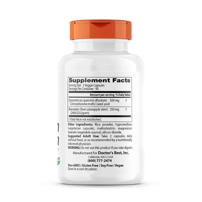 Doctor's Best - Quercetin Bromelain Immunity Support, 180 capsules - back