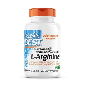Doctor's Best - Sustained+ Immediate Release L-Arginine, 120 Tablets