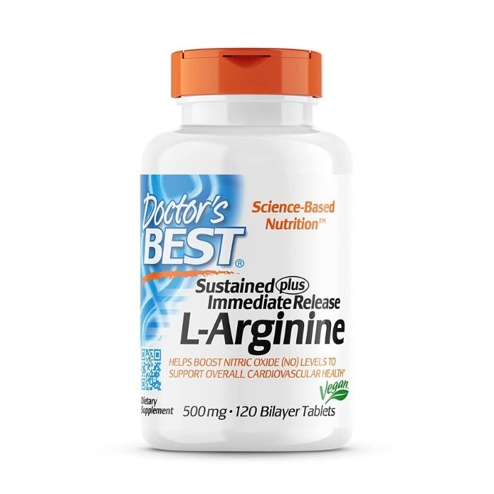 Doctor's Best - Sustained+ Immediate Release L-Arginine, 120 tablets - front