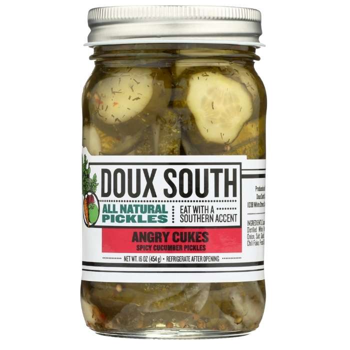Doux South - Angry Cukes Spicy Cucumber Pickles, 16oz - front