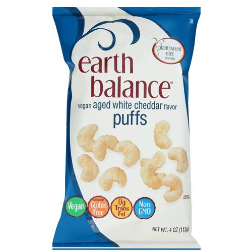 Earth Balance, Vegan Puffs, Aged White Cheddar Flavor, 4 oz
 | Pack of 12 - PlantX US
