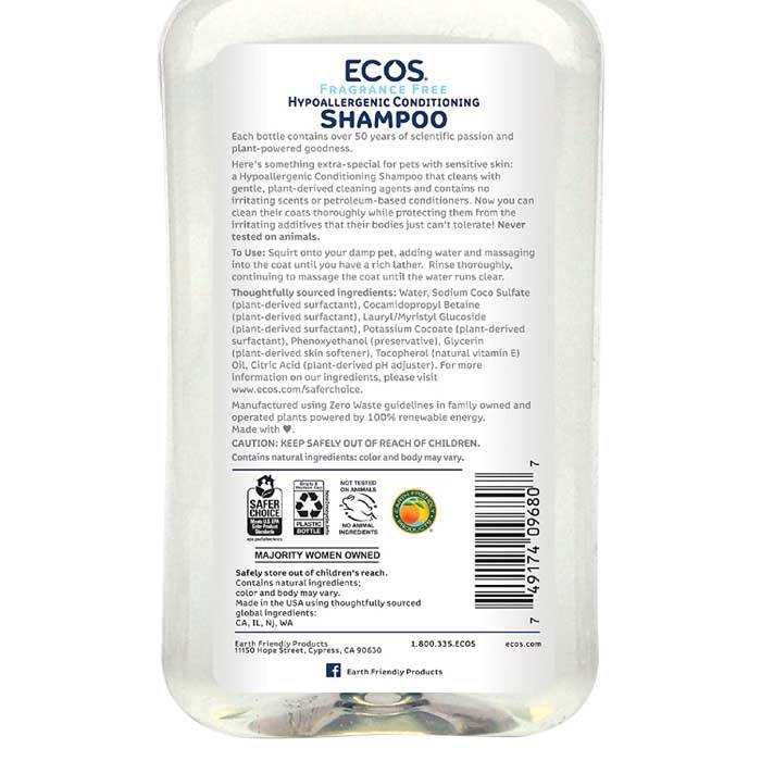 Ecos - Natural Pet Shampoos and Cleaning Products Hypoallergenic Pet Shampoo - Fragrance-Free - back