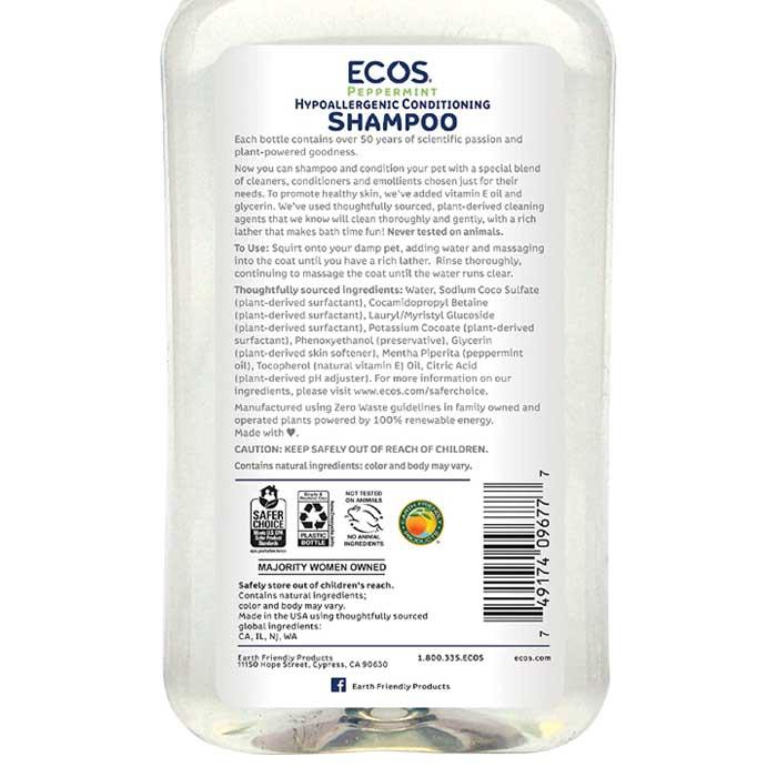 Ecos - Natural Pet Shampoos and Cleaning Products Hypoallergenic Pet Shampoo - Peppermint - back