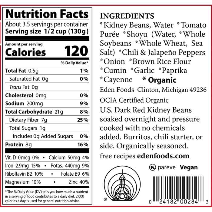 Eden Foods - Organic Chili Beans, 15oz - back