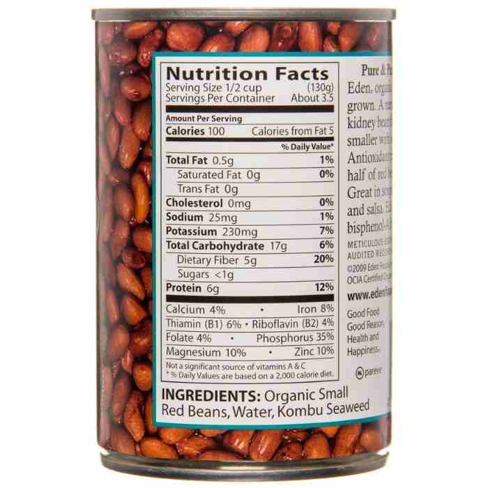 Eden Foods - Organic Small Red Beans - 15 Oz - Nutrition Facts