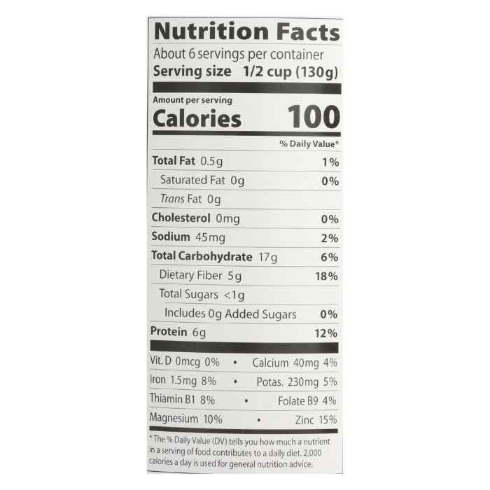Eden Foods - Organic Small Red Beans - 29 Oz - Nutrition Facts