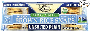 Edward & Sons Organic Plain Unsalted Brown Rice Snaps, 3.5 oz
 | Pack of 12