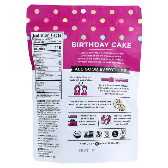 Emmy_s Organics - Coconut Cookies Birthday Cake , 6 oz - back