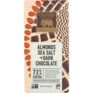 Endangered Species - Sea Salt Almond Dark Chocolate Bar