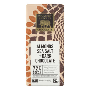 Endangered Species - Dark Chocolate Bar 72 Cocoa Almonds Sea Salt - 3 Oz.
 | Pack of 12