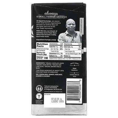 Equal Exchange - Organic Dark Chocolate -Total Eclipse (92%), 2.8oz - back