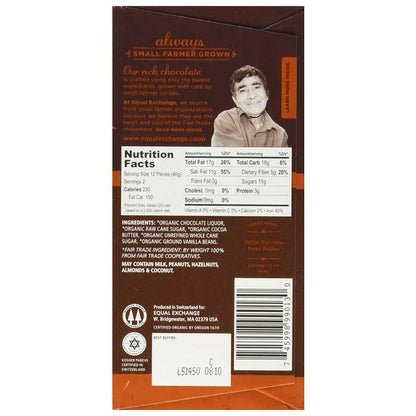 Equal Exchange - Organic Dark Chocolate -Very Dark (71%), 2.8oz - back