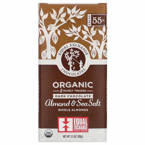 Equal Exchange - Organic Dark Chocolate (55%) - Almond & Sea Salt, 3.5oz