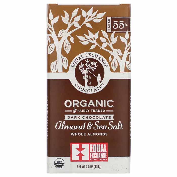 Equal Exchange - Organic Dark Chocolate (55%) - Almond & Sea Salt, 3.5oz