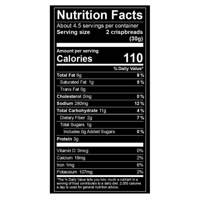Every Body Eat - Crispbreads Sea Salt, 5oz - nutrition facts