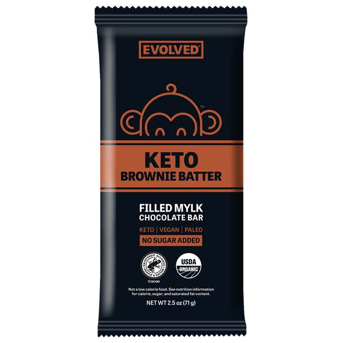 Evolved - Keto Brownie Batter Organic Mylk Chocolate Bars, 2.5 oz