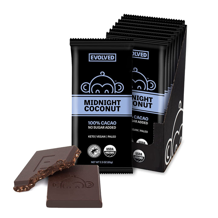 Evolved, Bar Chocolate Midnight Coconut Organic, 2.3oz | Pack of 8 - PlantX US