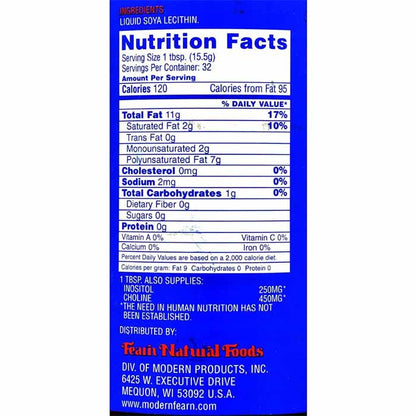 Fearn - Liquid Lecithin, 16 fl oz - back
