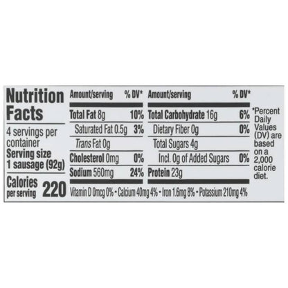 Field Roast - Smoked Apple Sage Sausages, 12.95oz - nutrition facts