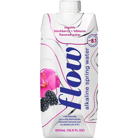 Flow Organic Blackberry & Hibiscus Alkaline Spring Water, 16.9 Oz
 | Pack of 12 - PlantX US
